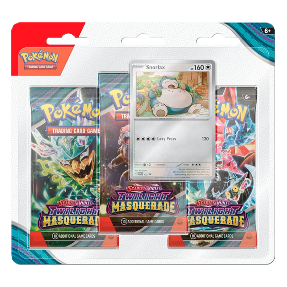 Pokemon Scarlet And Violet Twilight Masquerade 3 Pack Blister Snorlax