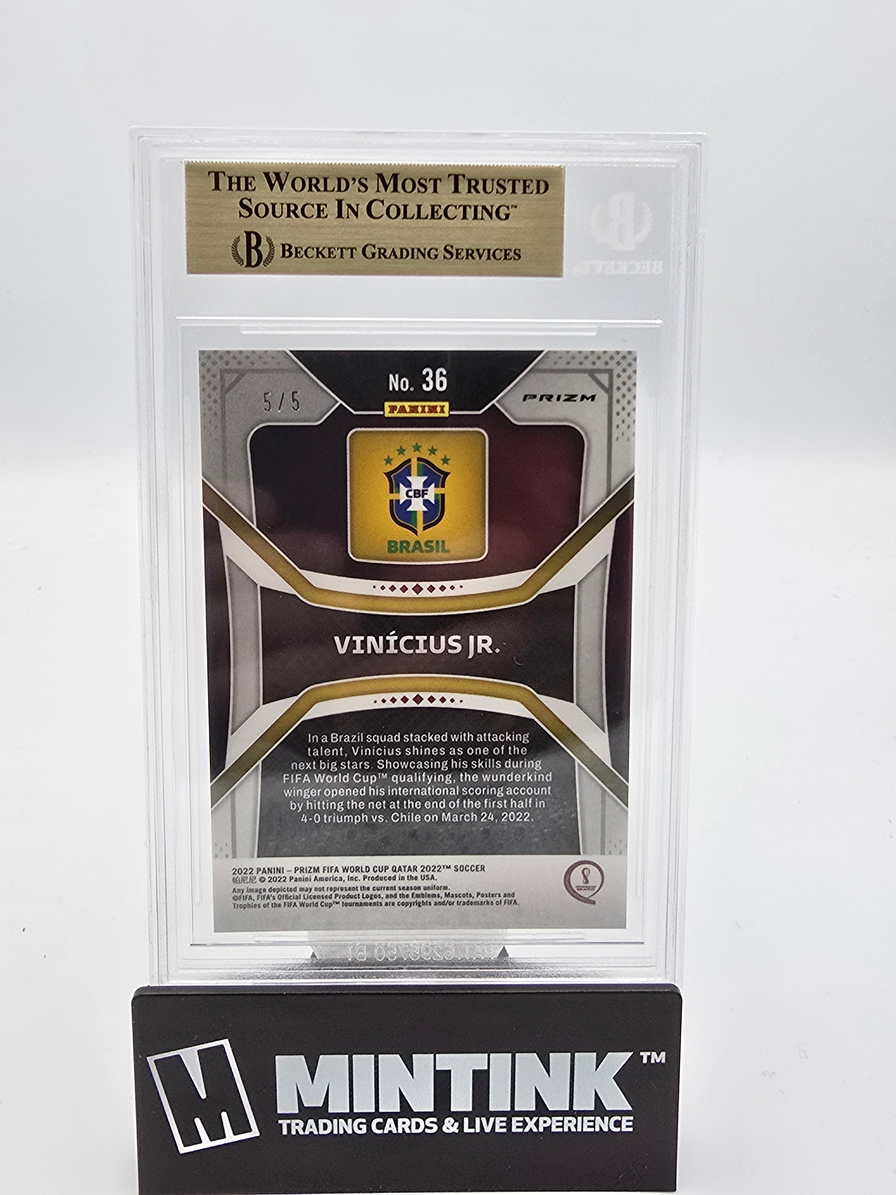 2022 Panini Prizm World Cup Vinicius Jr. Prizms Breakaway Green BGS 9.5 5/5 #36 