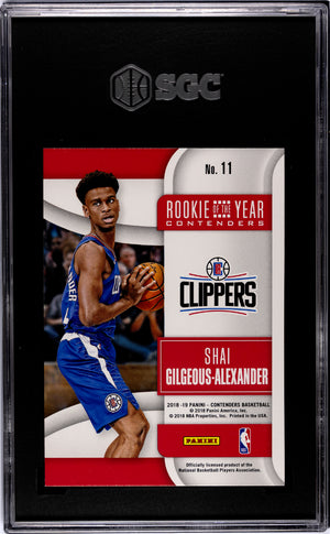 2018-19 Panini Contenders Shai Gilgeous-Alexander Rookie Of The Year SGC 9.5 