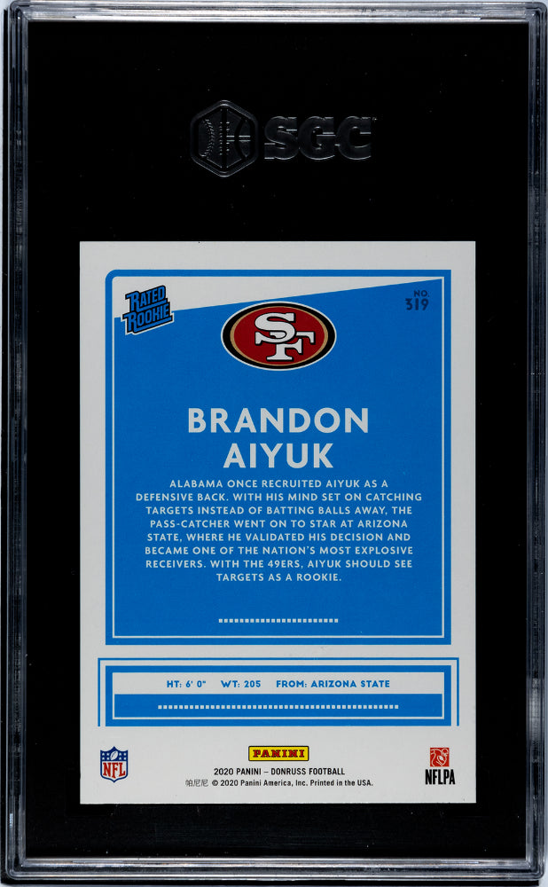 2020 Donruss Football Brandon Aiyuk Rated Rookie Gold Press Proof SGC 9.5 /50