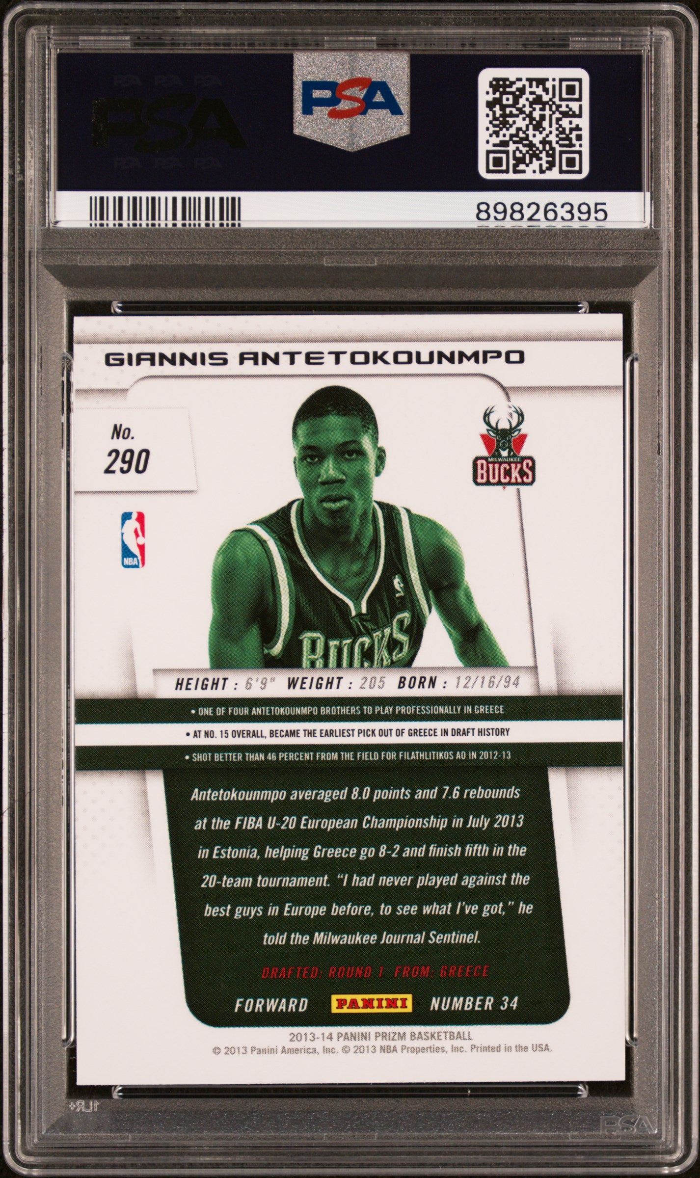 2013 Panini Prizm Basketball G. Antetokounmpo RC Rookie PSA 10 