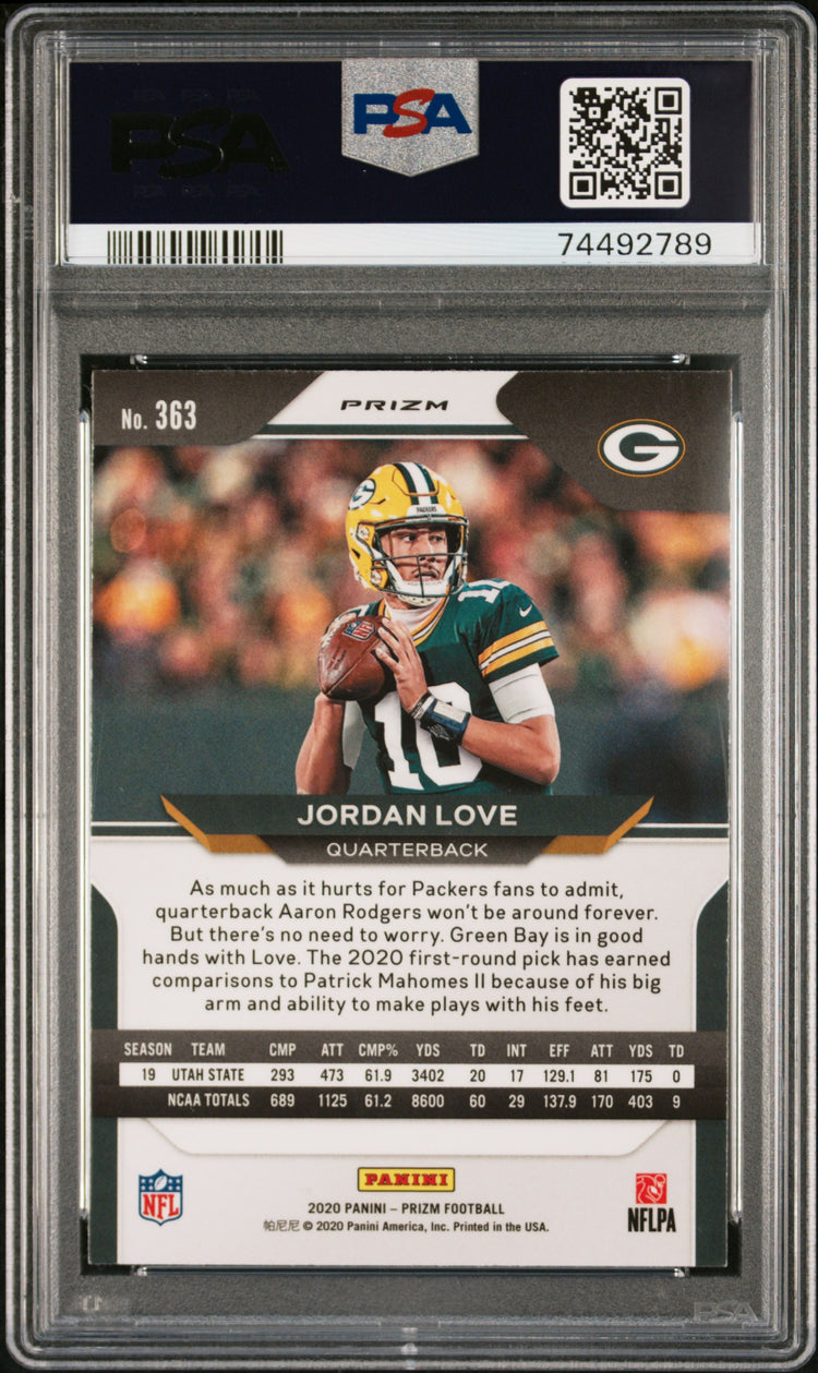 2020 Panini Prizm Football Jordan Love RC SP No Huddle Prizm PSA 10 #363 