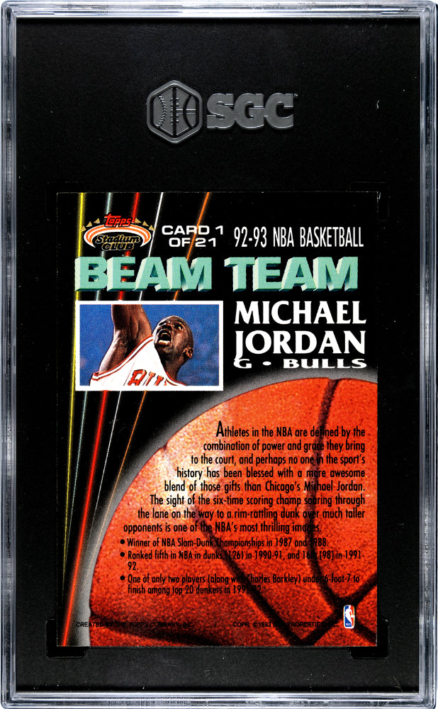 1992 Topps Stadium Club Basketball Michael Jordan Beam Team SGC 8.5 