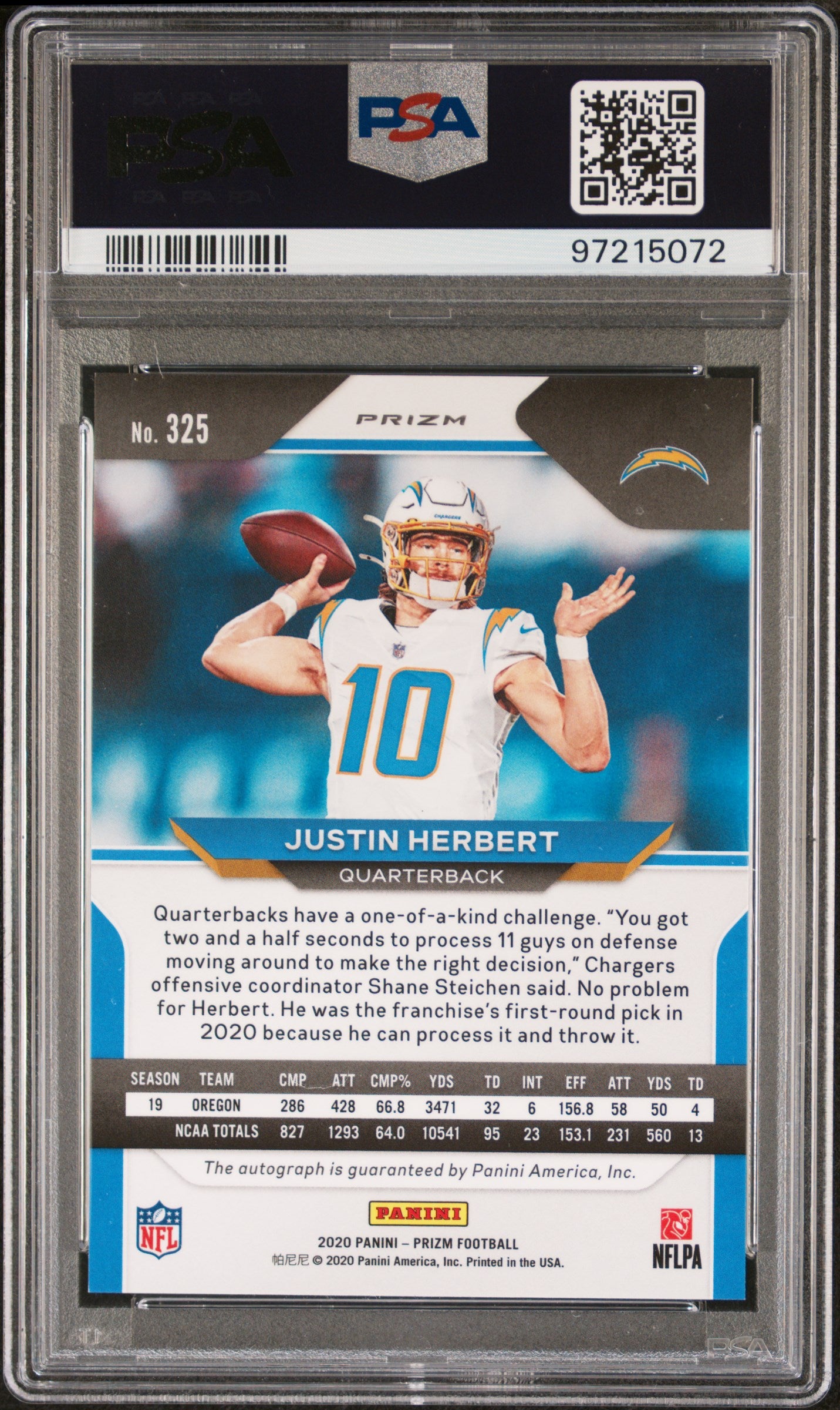 2020 Panini Prizm Justin Herbert RC PSA9 shops