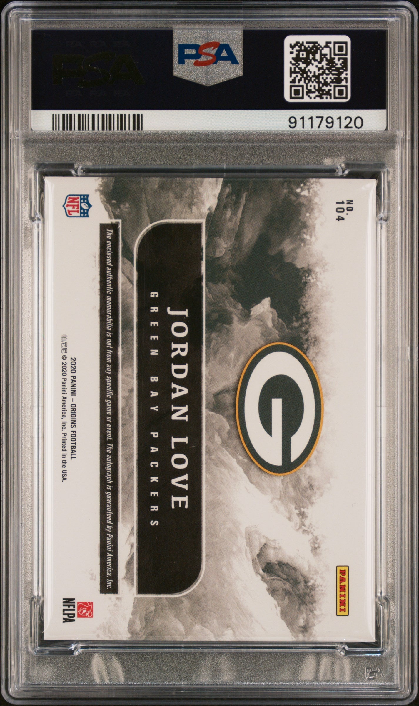 2020 Panini Origins PSA 10 Jordan Love Rookie Jumbo Patch Autograph #104 