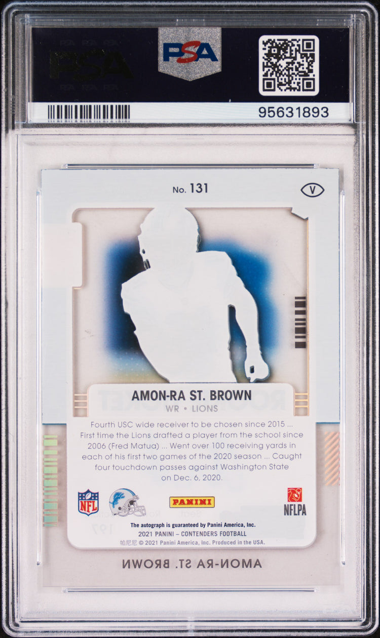 2021 Panini Contenders Amon-Ra ST. Brown Clear Rookie Ticket Auto PSA 9 01/10 