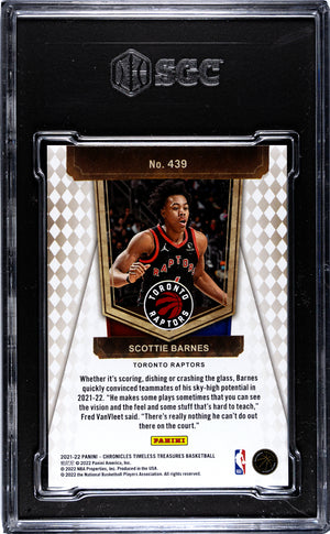 2021-22 Panini Chronicles Scottie Barnes RC Timeless Treasures SGC 9 132/249 