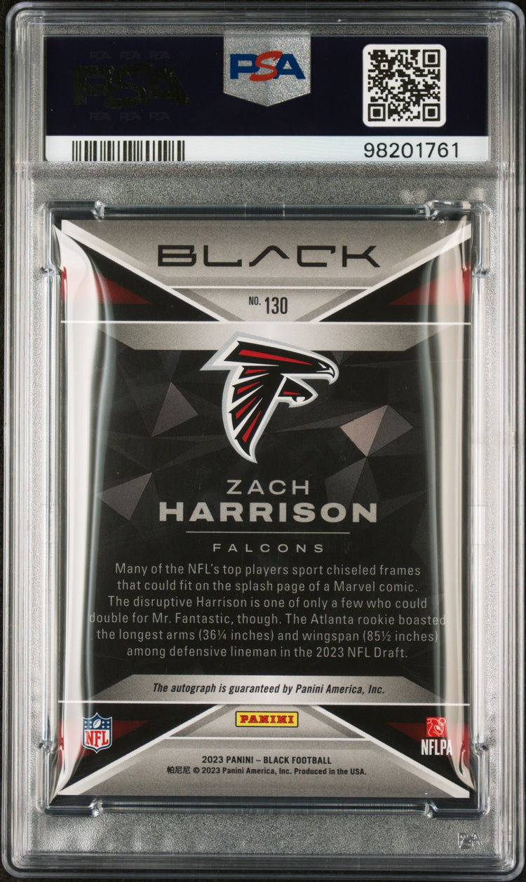 2023 Panini Black Football Zach Harrison RC Rookie Autograph Gold PSA 9 /10 