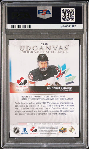 2023-24 UD Series 2 Hockey UD Canvas Program Of Excellence Connor Bedard PSA 10 