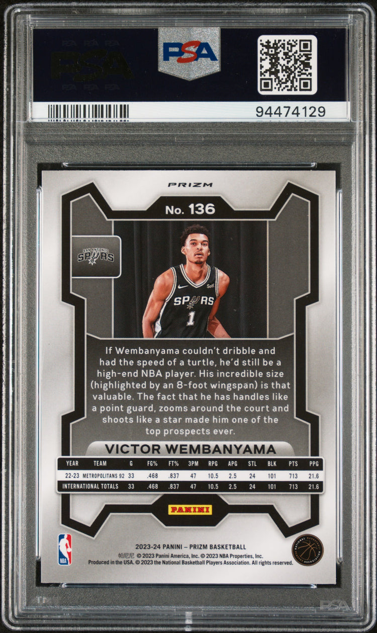 2023 Panini Prizm Basketball Victor Wembanyama RC Red/White/Blue PSA 9 