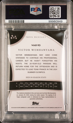 2023 Topps Mercury: Victor Wembanyama Rookie Auto Relics-Texas PSA 9 13/35 