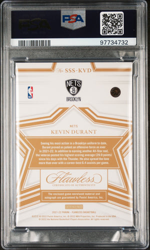 2022 Panini Flawless PSA 8 Kevin Durant Ruby Star Swatch Signature 04/15 