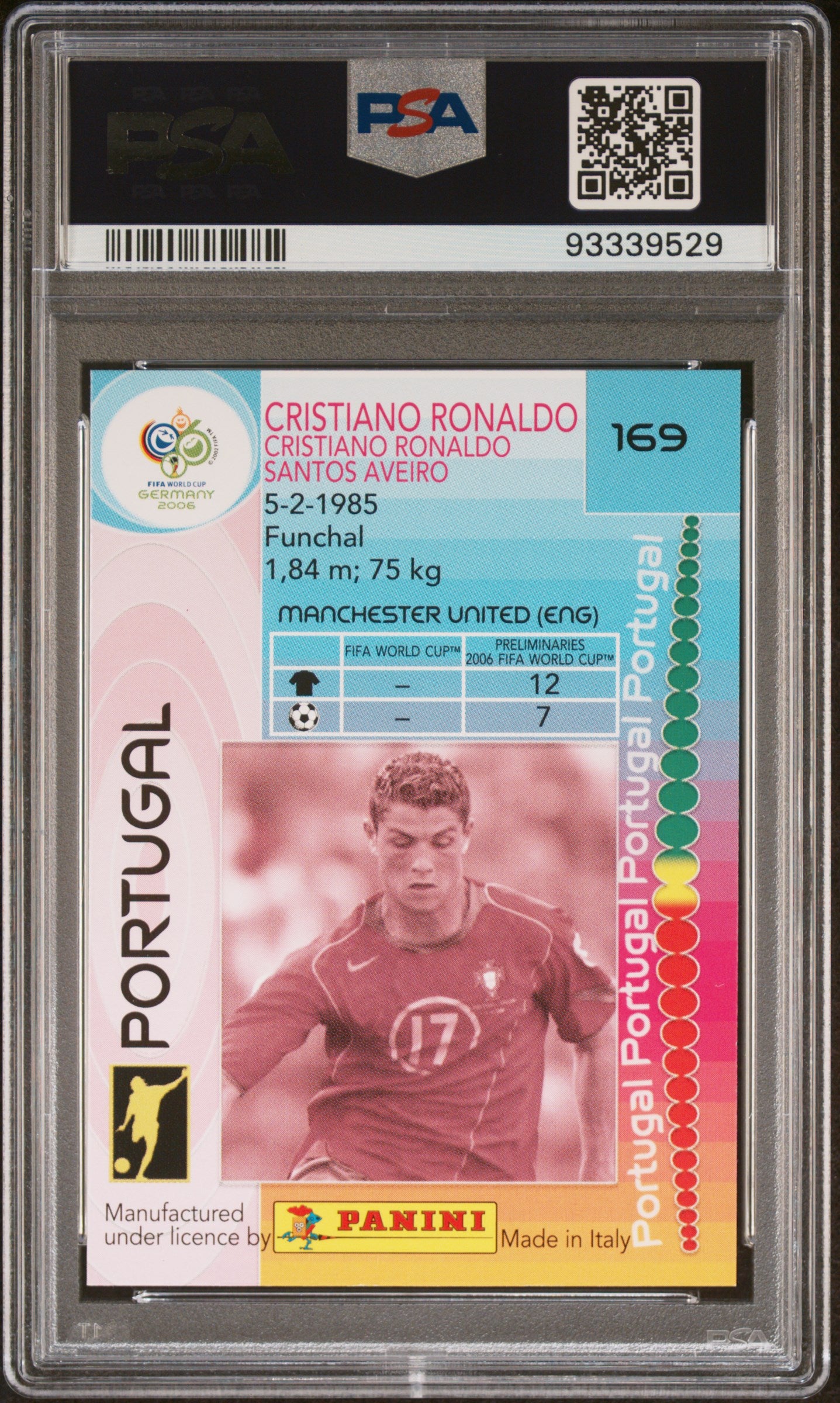 2006 Panini World Cup Germany Cristiano Ronaldo #169 PSA 10 