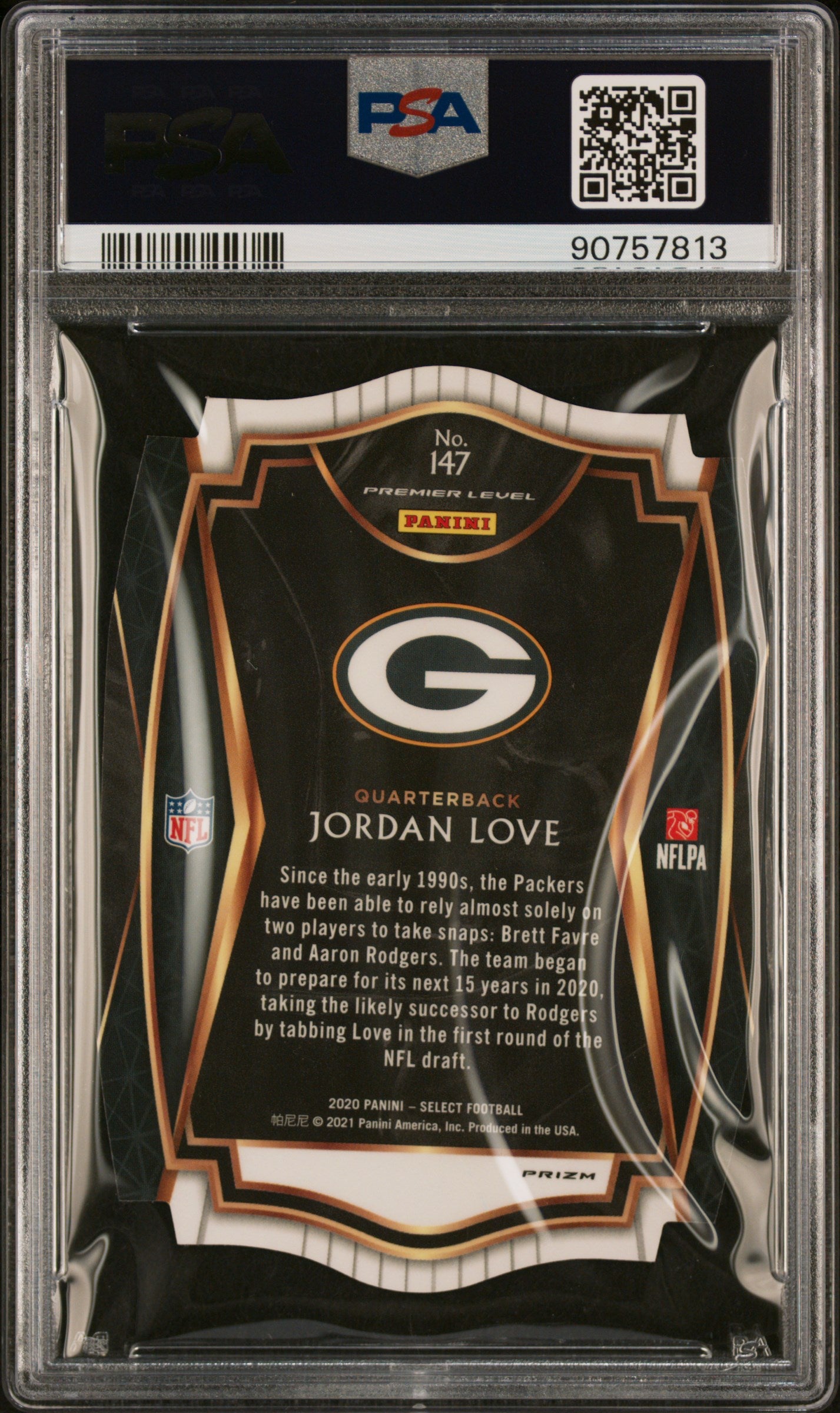 2020 Panini Select Football Jordan Love RC Die-Cut Maroon Prizm PSA 10 #147 