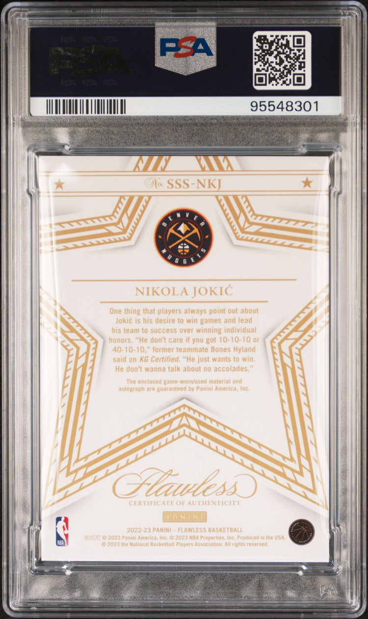 2022 Panini Flawless Star Swatch Signatures Nikola Jokic Ruby Auto PSA 8 /15 