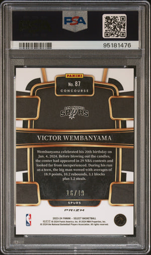 2023 Panini Select Basketball PSA 9 Victor Wembanyama RC Bronze Checker 16/49 