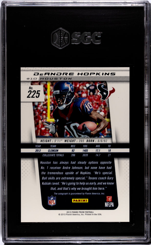 2013 Panini Prizm Football DeAndre Hopkins RC Rookie Autographs SGC 10