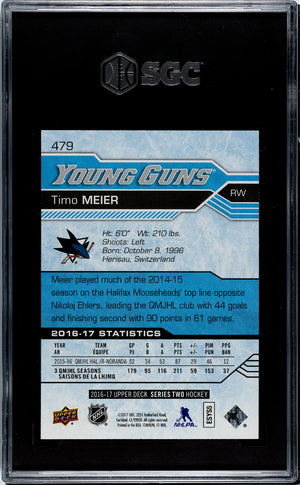 2016-17 Upper Deck Series Two Hockey Timo Meier Young Guns SGC 10 #479 