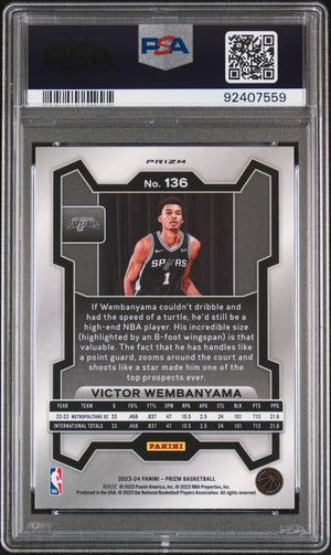 2023 Panini Prizm Basketball Victor Wembanyama RC Ruby Wave Prizm PSA 9 