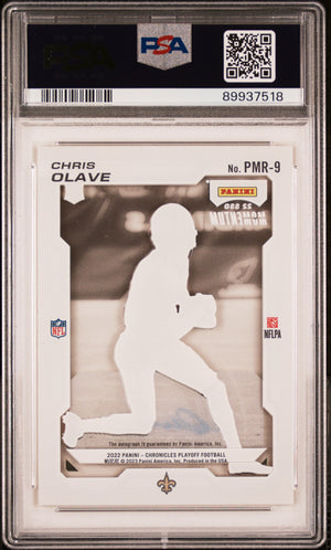 2022 Panini Chronicles Playoff Momentum Chris Olave RC Clear Auto PSA 10 