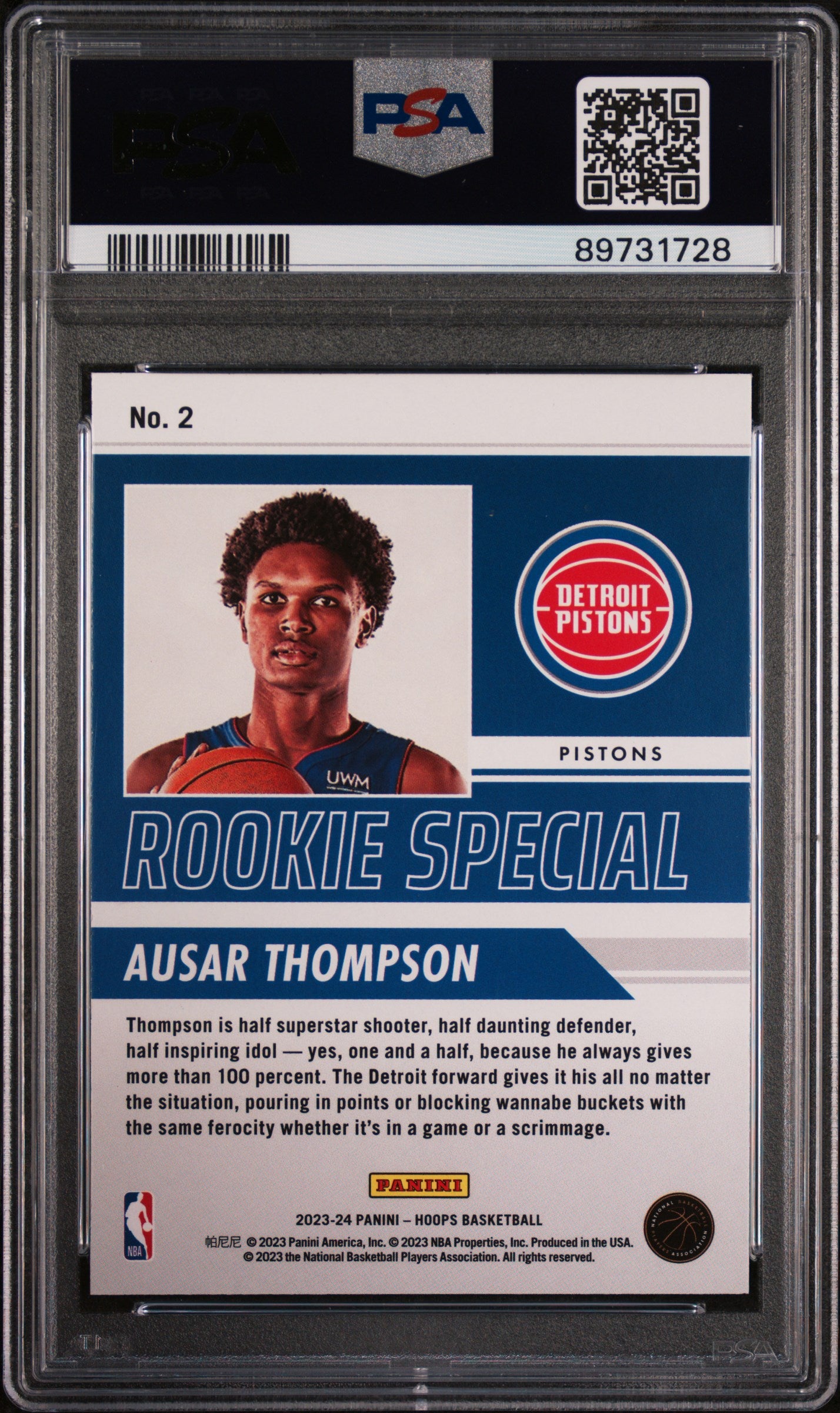 2023 Panini NBA Hoops Rookie Special  Holo Ausar Thompson #2 PSA 9 