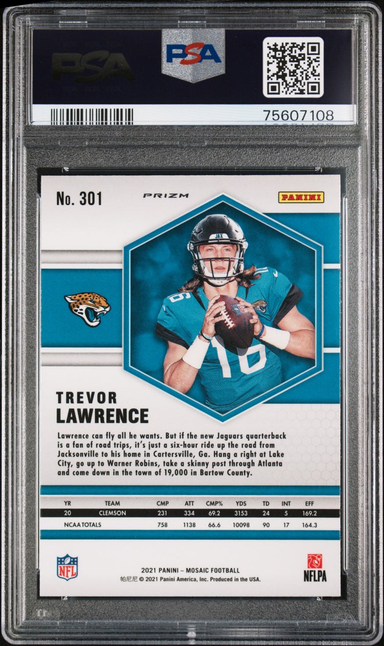 2021 Panini Mosaic PSA 9 Trevor Lawrence RC Reactive Orange #301 