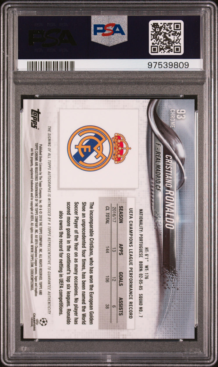 2017 Topps Chrome UEFA Champions League Cristiano Ronaldo Autograph PSA 8 