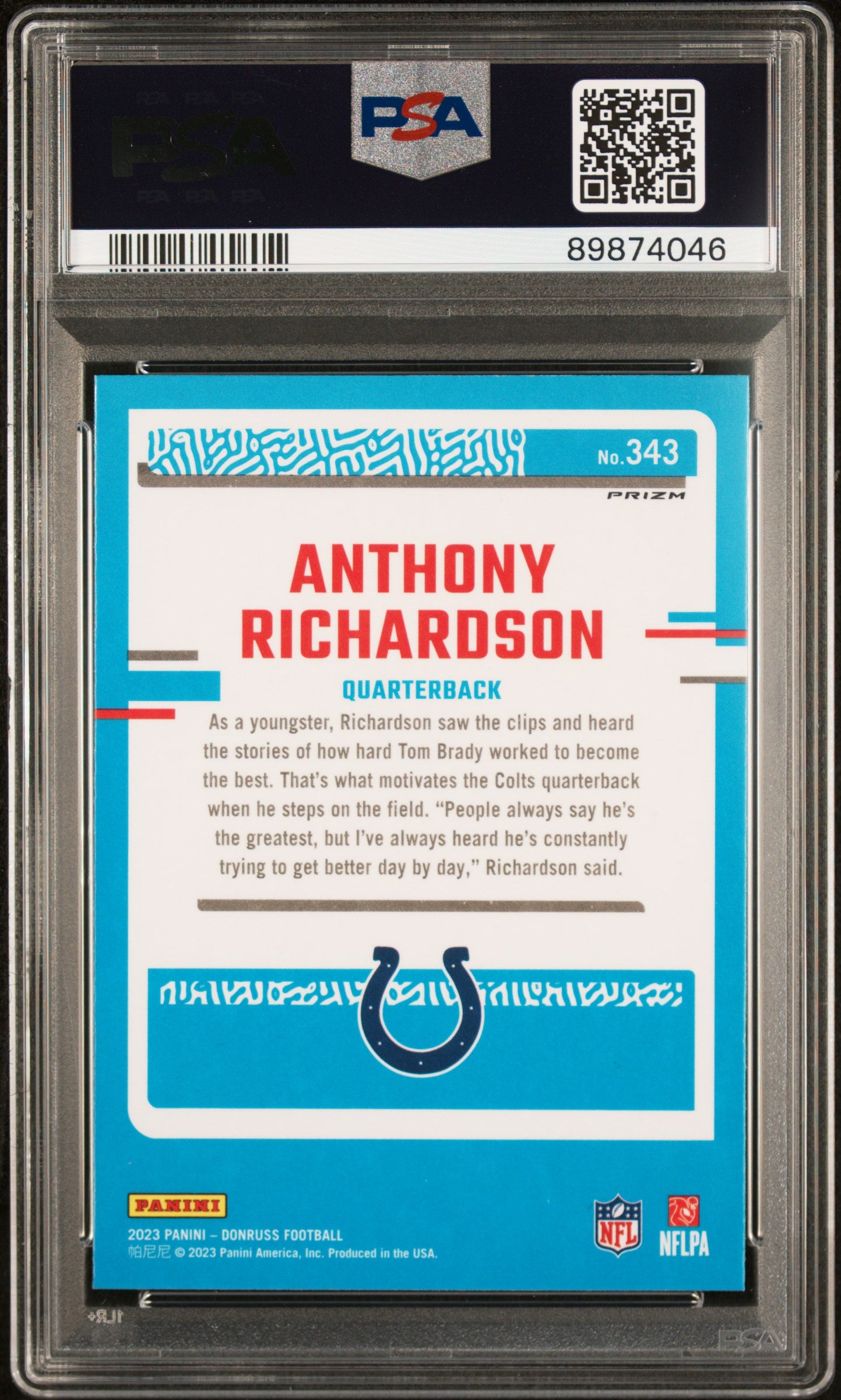 2023 Panini Donruss Optic PSA 10 Anthony Richardson Rated Rookie Red/Green #343 