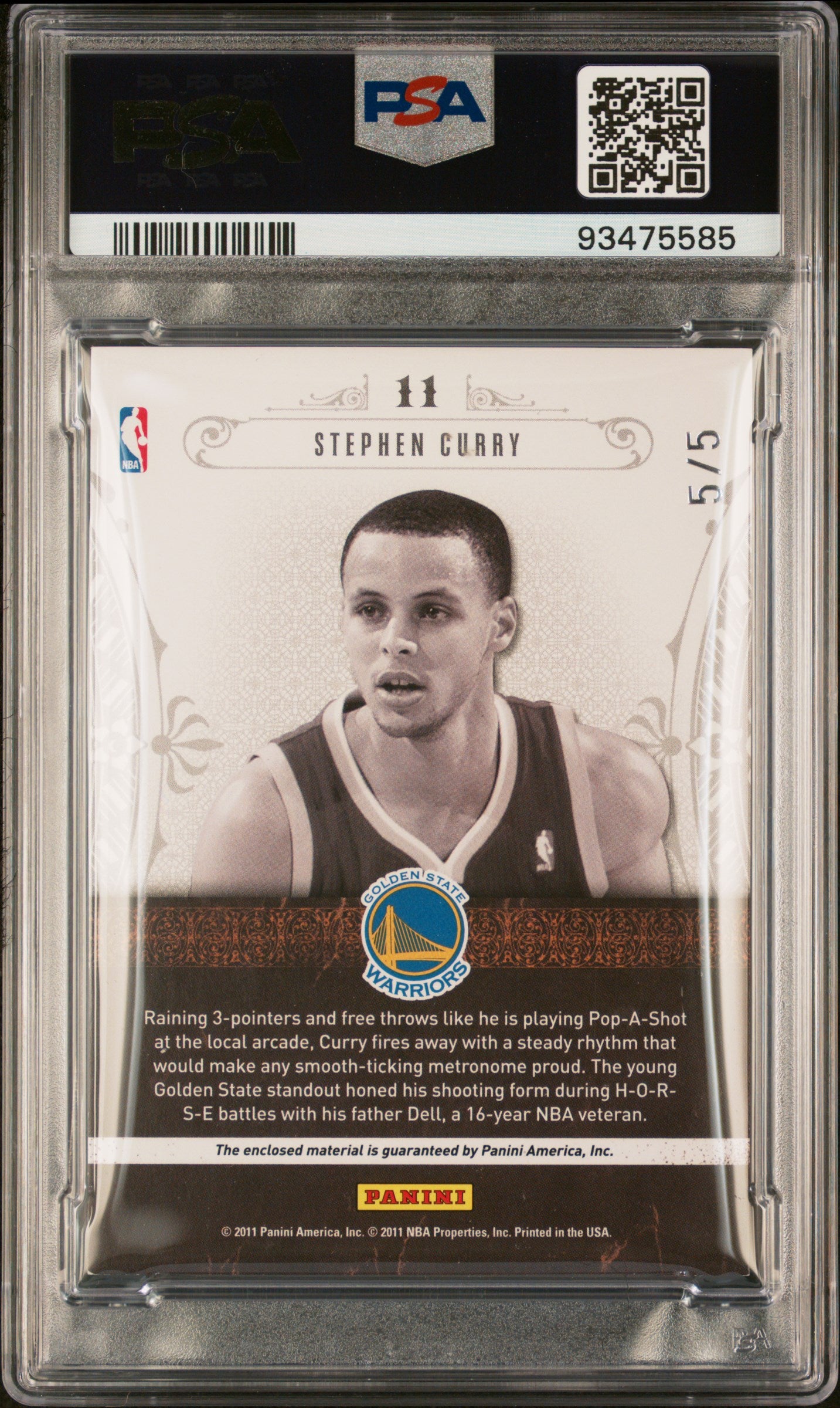 2010 Playoff National Treasures PSA 8 Stephen Curry NBA Gear Triple Relic 5/5 