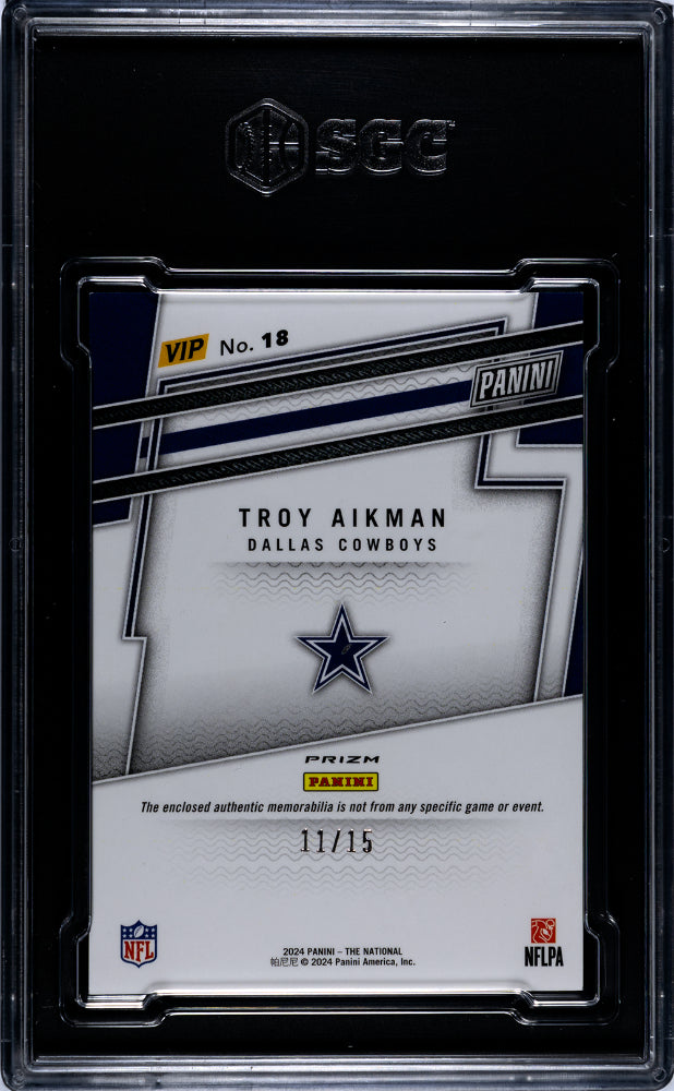 2024 Panini The National VIP SGC 8 Troy Aikman Material Mojo Prizm 11/15 #18 