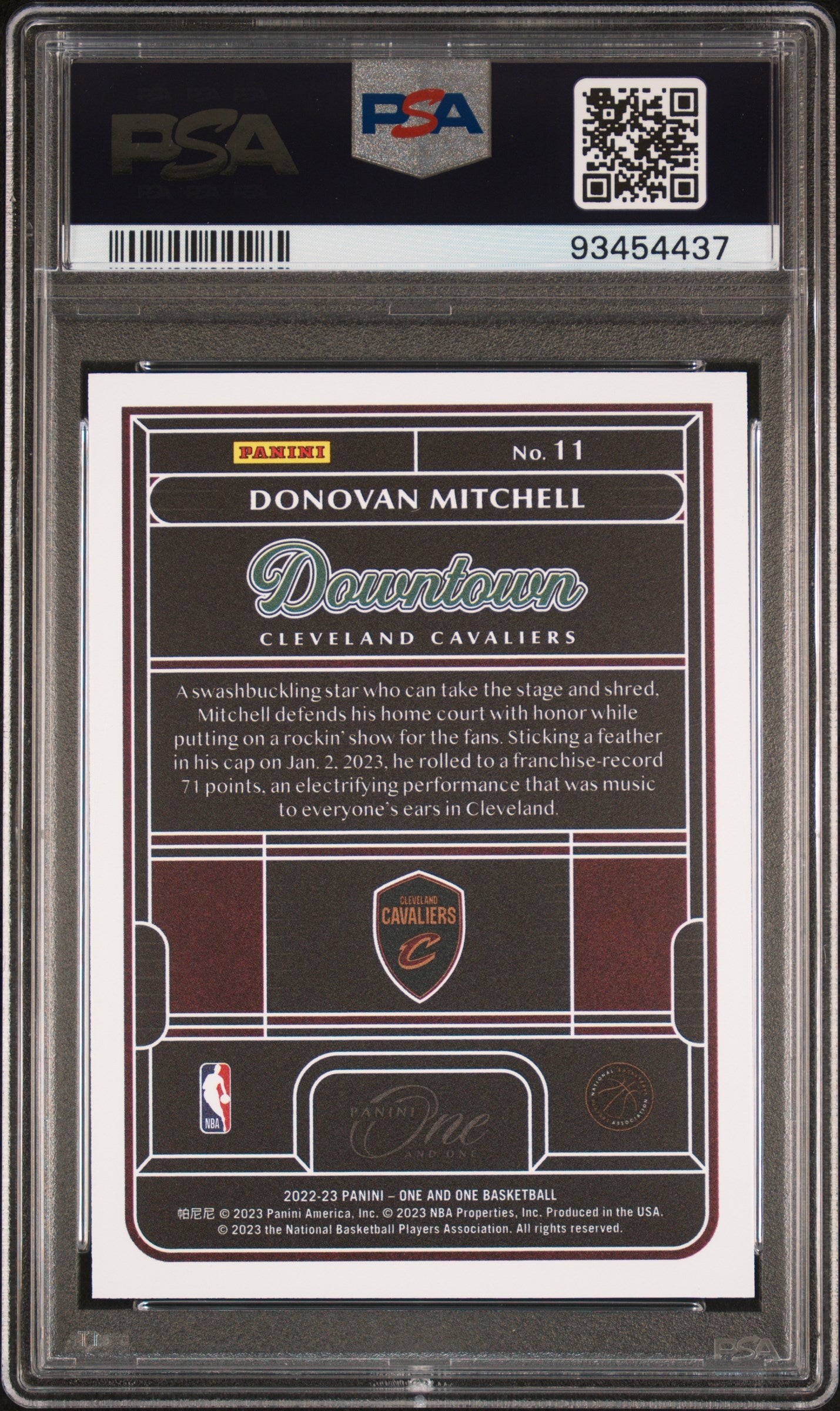 2022 Panini One And One Downtown Donovan Mitchell #11 PSA 10 