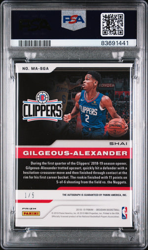 2018 Panini Obsidian Matrix Auto Red S. Gilgeous-Alexander PSA 8 1/5 #MA-SGA 