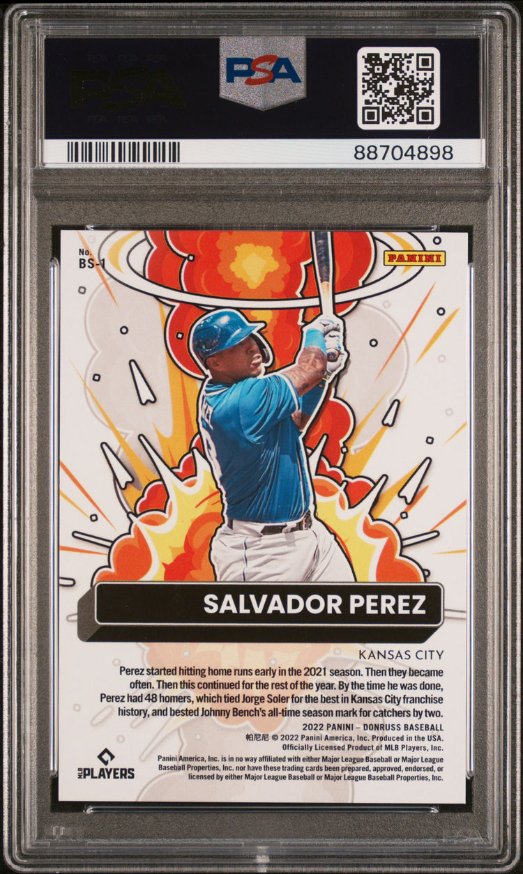 2022 Panini Donruss Baseball Bomb Squad Gold Salvador Perez PSA 10 10/99 