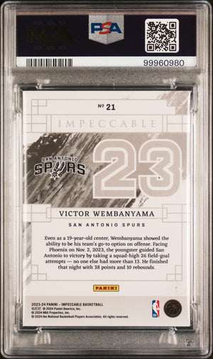 2023 Panini Impeccable Basketball Rookie Seasons Victor Wembanyama PSA 9 07/23 