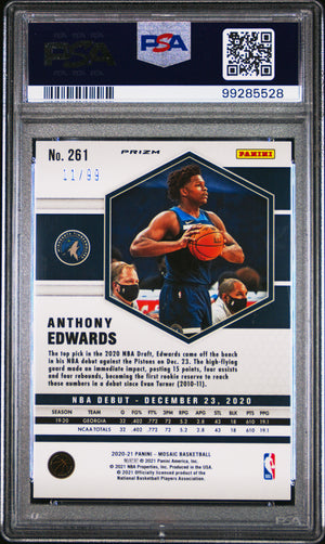 2020 Panini Mosaic Basketball Anthony Edwards RC Rookie Blue PSA 9 /99 