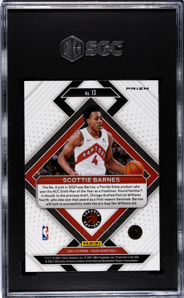 2021-22 Panini Prizm Scottie Barnes RC Emergent Silver Prizm SGC 10 