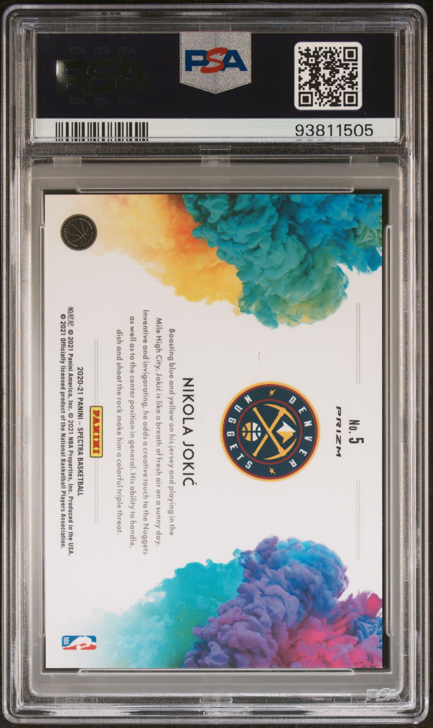 2020 Panini Spectra Basketball Color Blast Nikola Jokic #5 PSA 9 