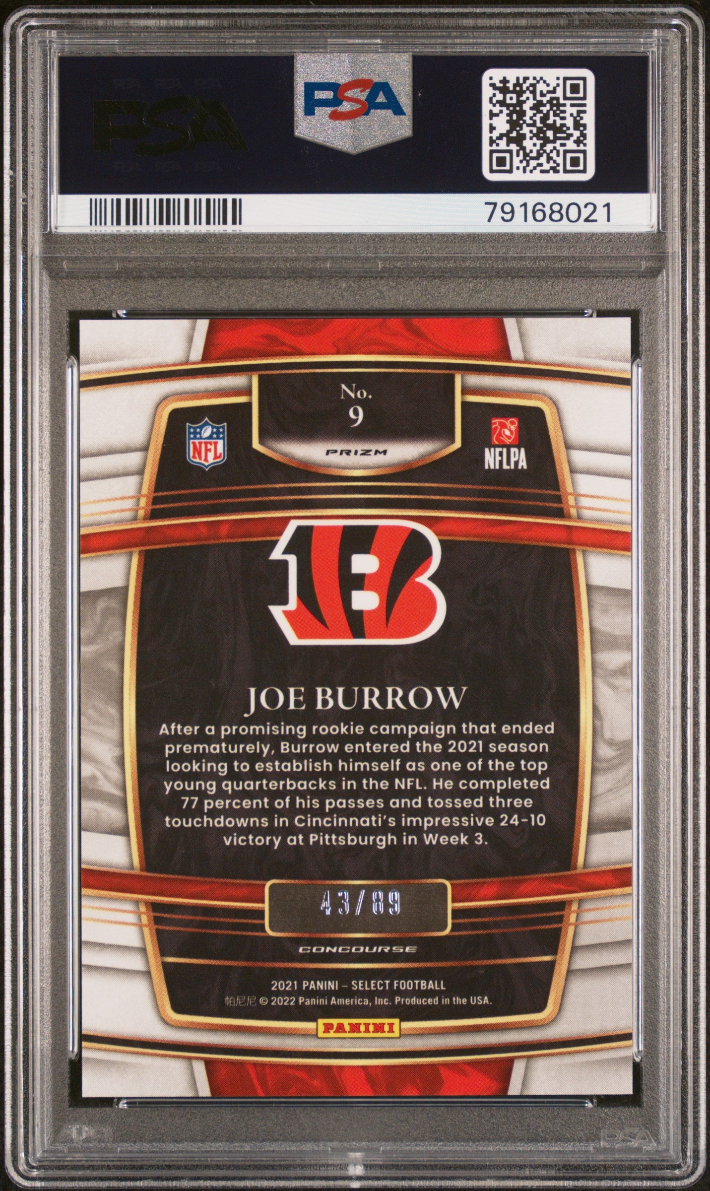 2021 Panini Select PSA 10 Joe Burrow Dragon Scale 43/89 #9 