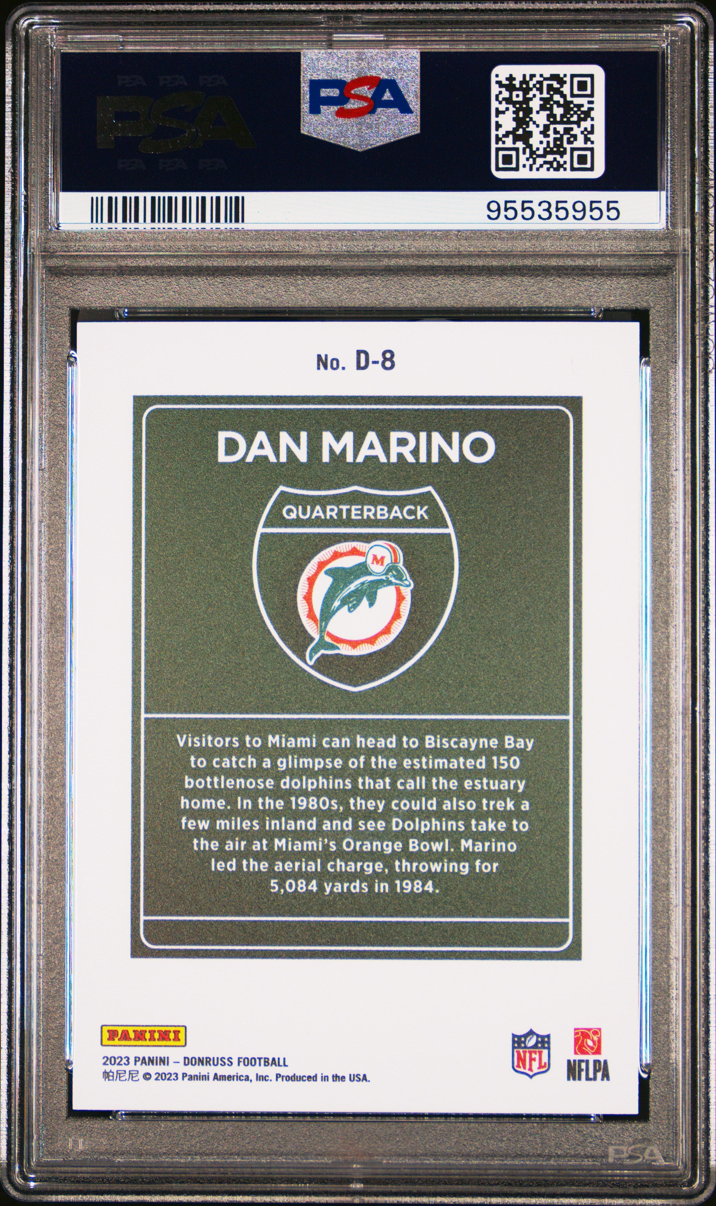 2023 Panini Donruss Downtown! Dan Marino #D8 PSA 9 