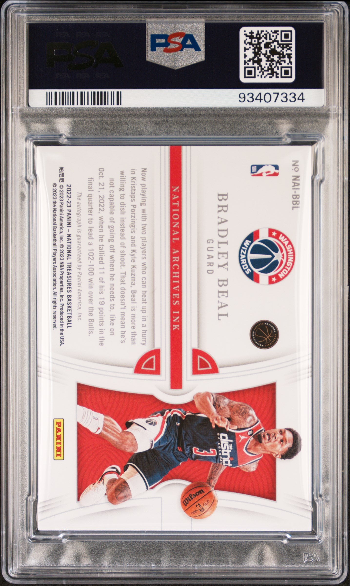 2022 Panini National Treasures National Archives Ink Bradley Beal PSA 10 48/49 