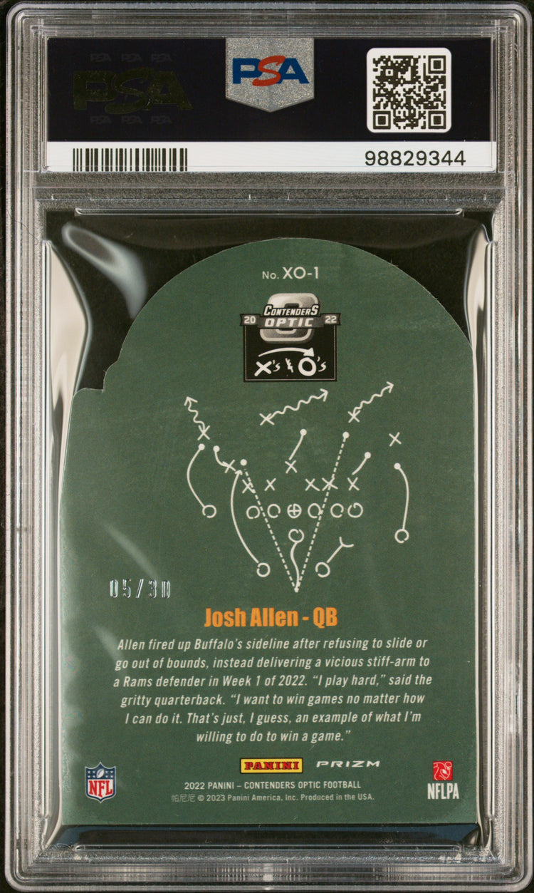 2022 Panini Contenders Optic X'S & O's Josh Allen Green Pulsar PSA 10 05/30 