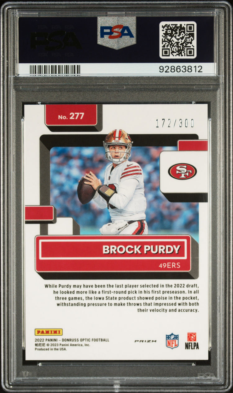 2022 Panini Donruss Optic Rated Rookie Brock Purdy Wave PSA 10 