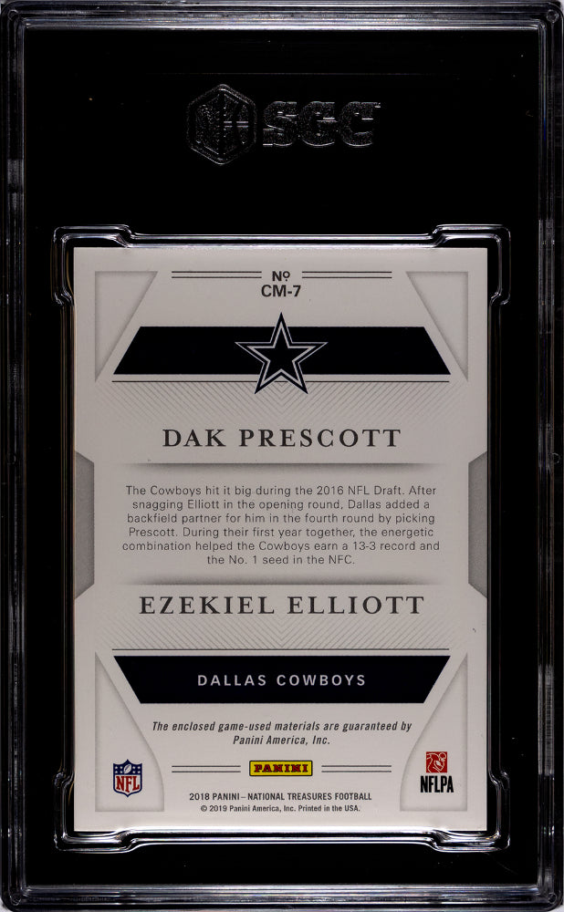 2018 National Treasures Elliott/D. Prescott NFL Gear Combo Materials SGC 10 /99 