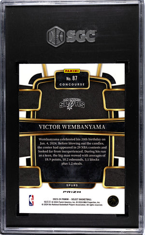 2023-24 Panini Select Basketball Victor Wembanyama RC Blue Cracked Ice SGC 10 