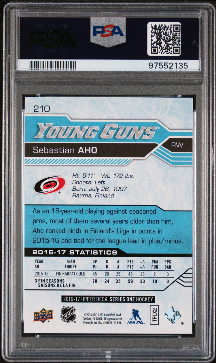 2016-17 Upper Deck Series One Hockey Sebastian Aho Young Guns PSA 10 #210 