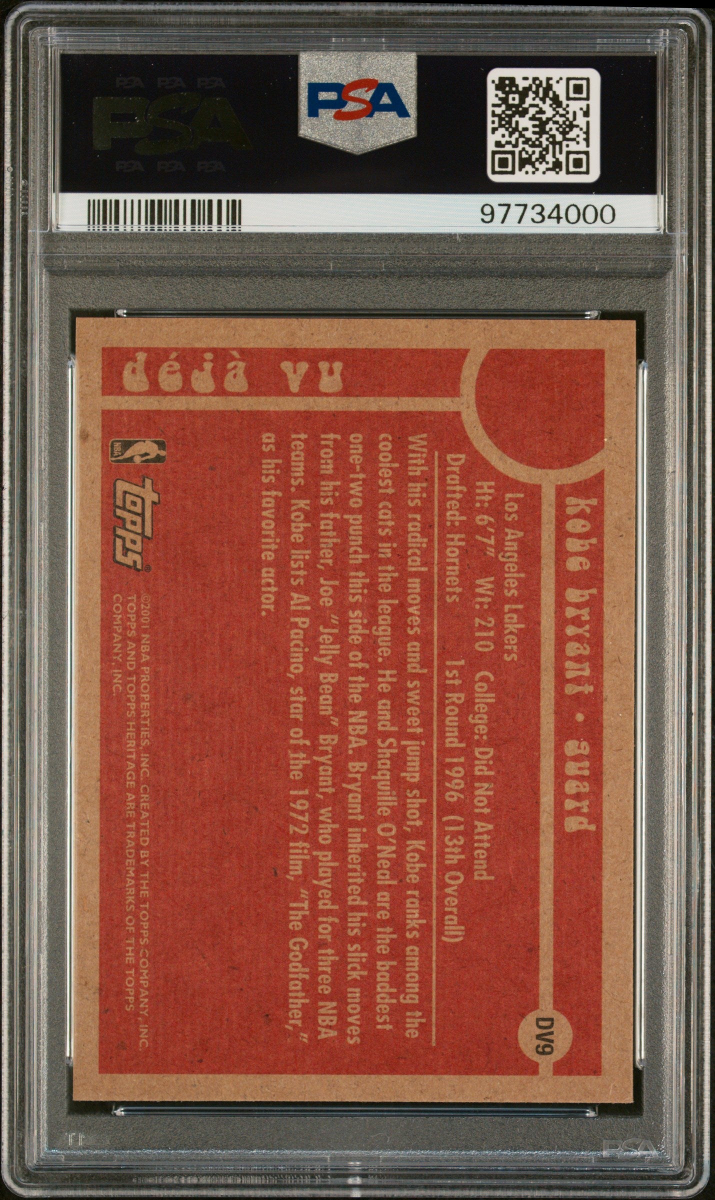 2000 Topps Heritage Basketball Deja Vu Kobe Bryant PSA 9 #DV9 