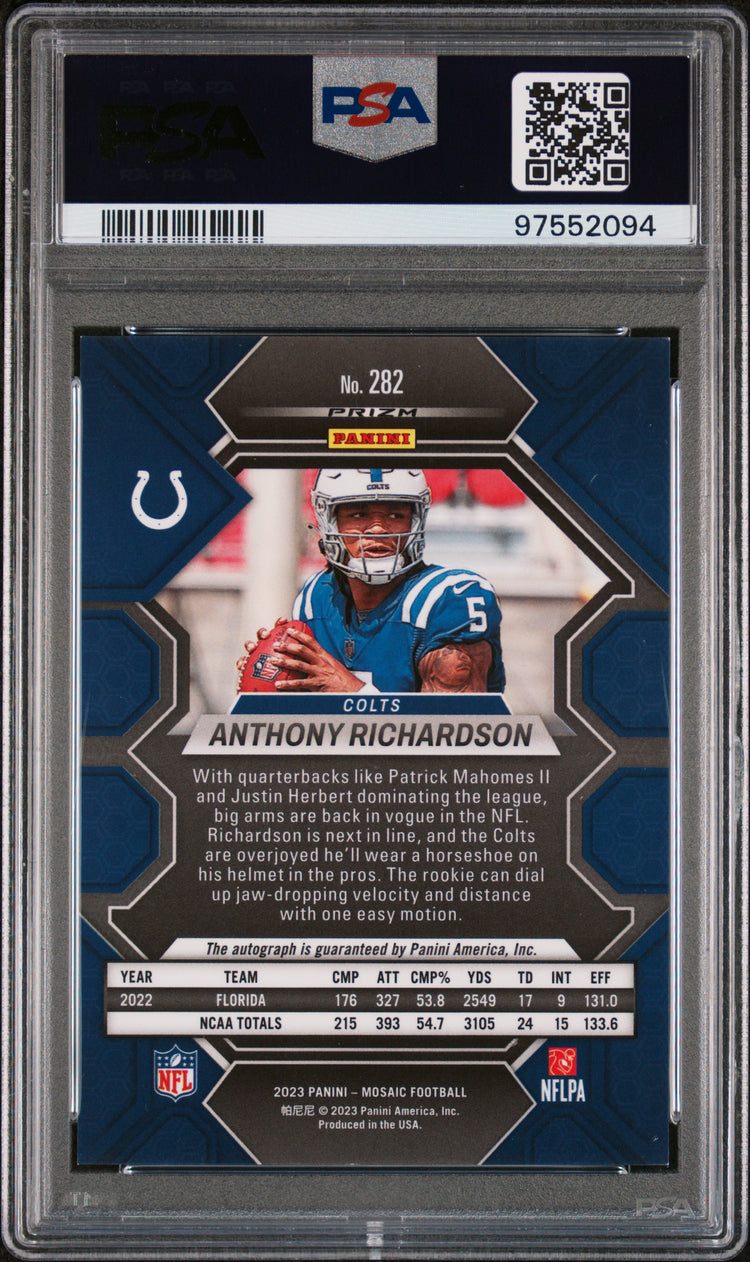 2023 Panini Mosaic Football Anthony Richardson RC Auto PSA 9 #282 