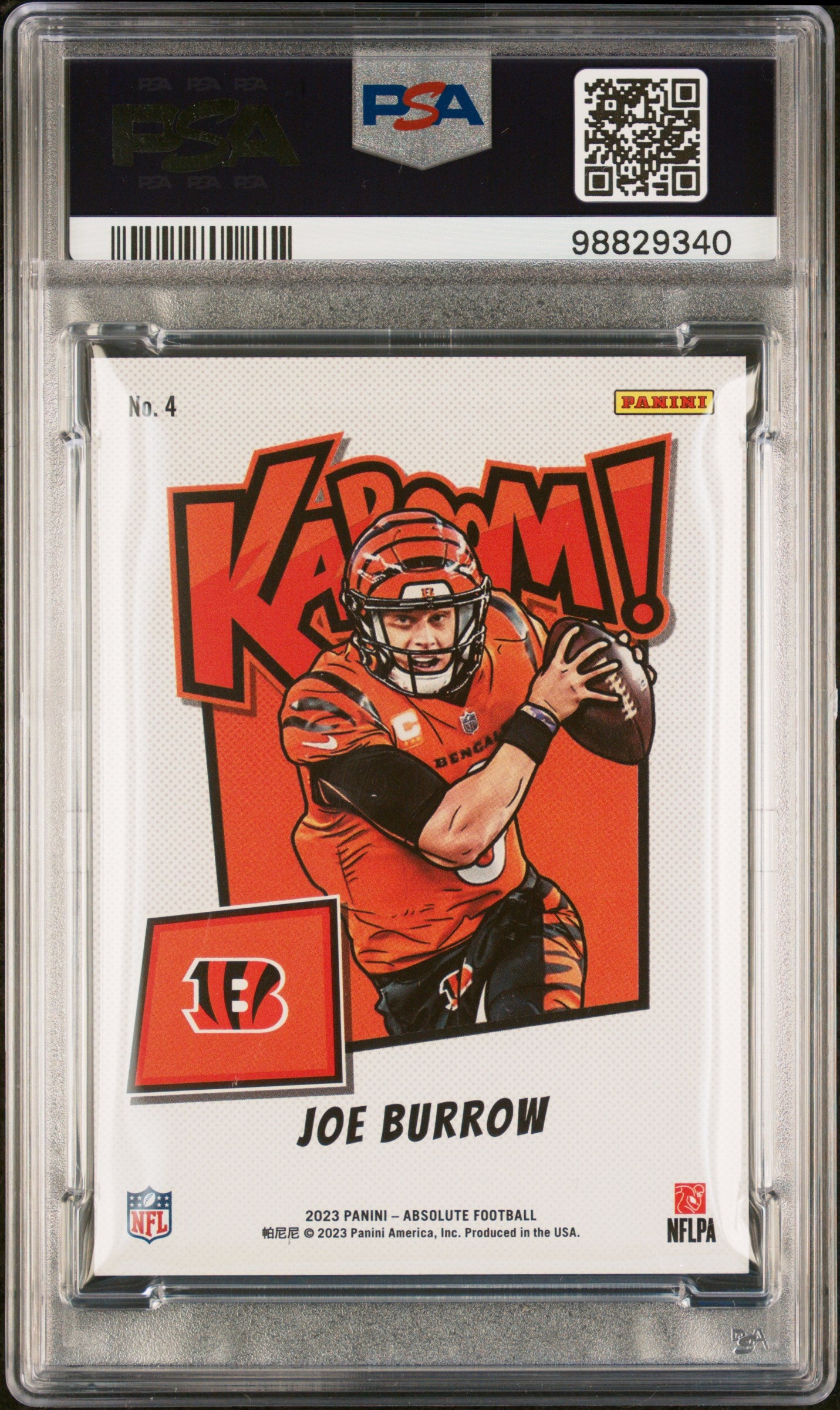 2023 Panini Absolute Kaboom! Horizontal Joe Burrow #4 PSA 9 