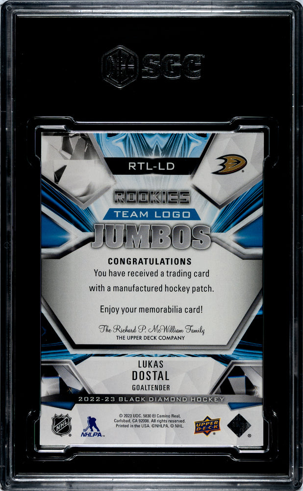 2022-23 UD Black Diamond Hockey Lukas Dostal Rookie Team Logo Jumbo SGC 10 