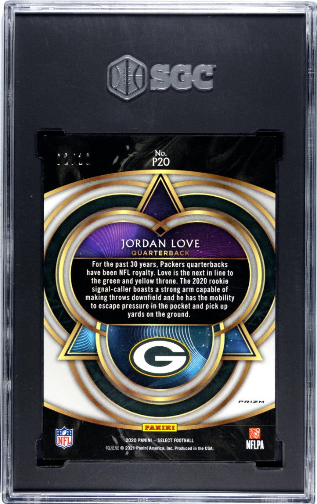 2020 Panini Select Football SGC 10 Jordan Love RC Phenomenon Gold Prizm 02/10 